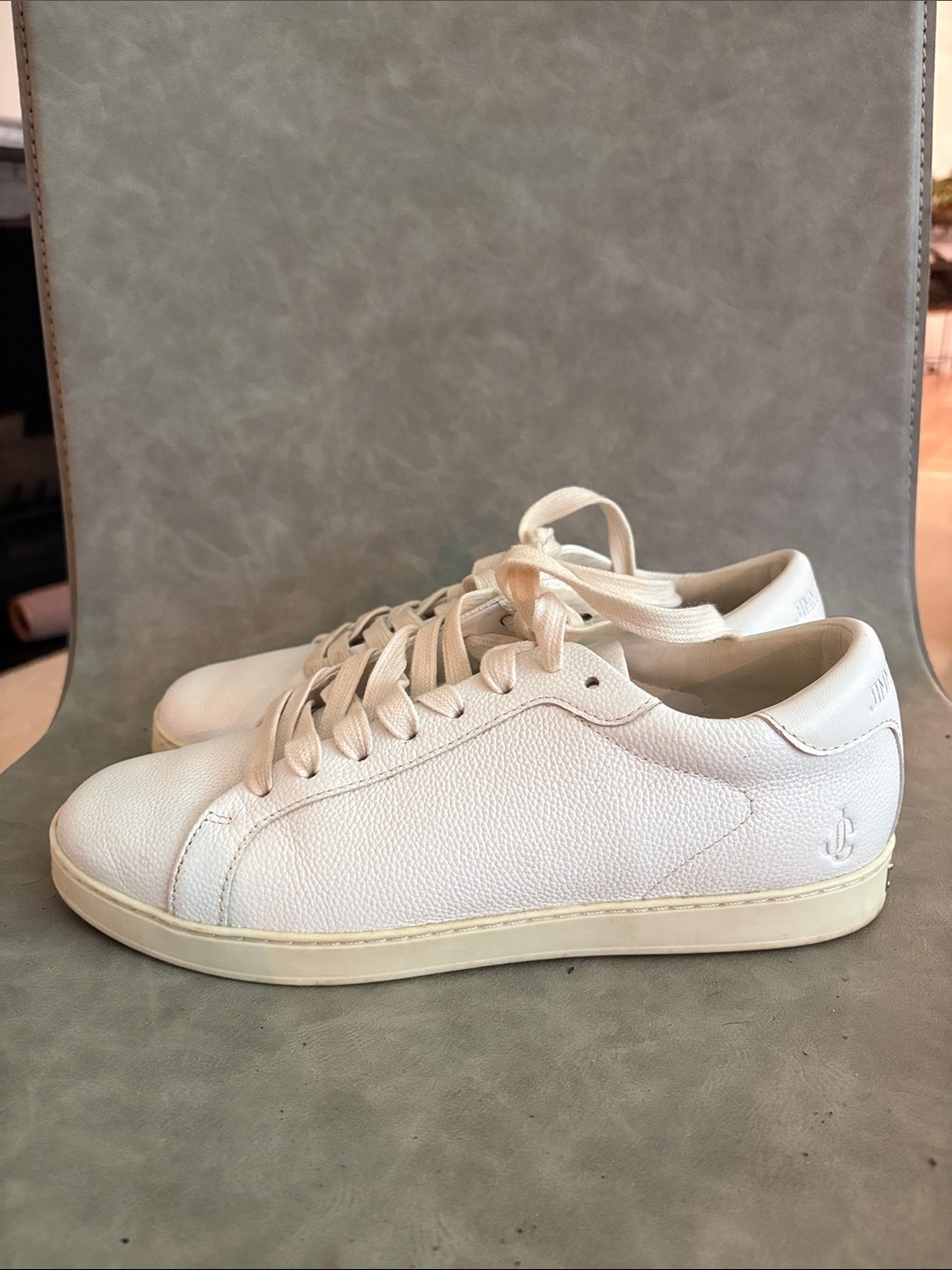 Jimmy Choo White Leather Low-Top Sneakers